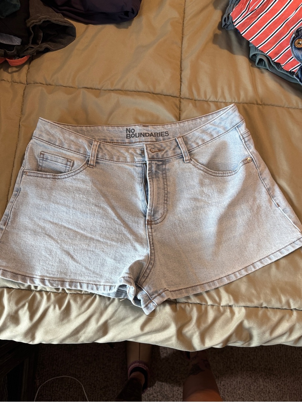 No Boundaries Pale Blue High-Rise Denim Shorts